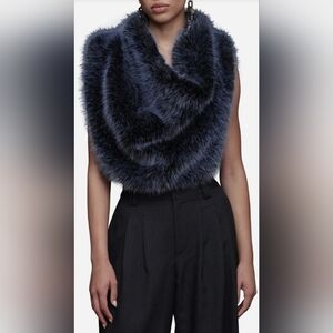 Avec Les Filles Midnight Blue Faux Fur Vest